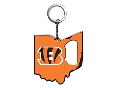 Keychain Bottle Opener with Cincinnati Bengals Logo; Orange