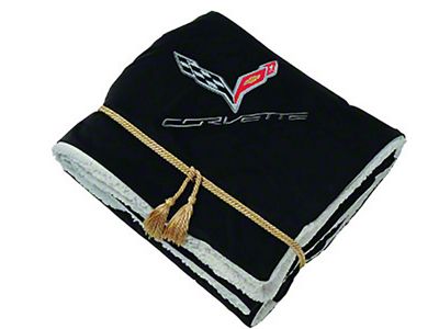 Lambs Wool Throw with C7 Logo; Black/Cream