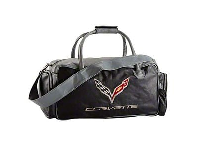 Leather Duffel Bag; Gray / Black