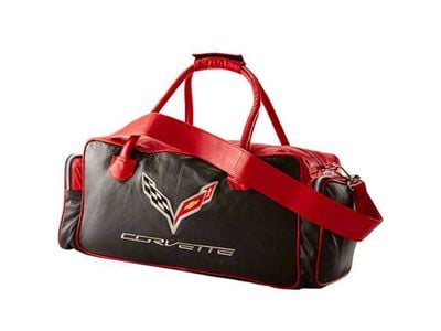 Leather Duffel Bag; Red / Black