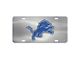 License Plate with Detroit Lions Logo; Stainless Steel (Universal; Some Adaptation May Be Required)