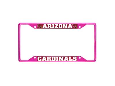 License Plate Frame with Arizona Cardinals; Pink (Universal; Some Adaptation May Be Required)