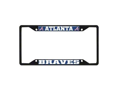 License Plate Frame with Atlanta Braves Logo; Black and Navy (Universal; Some Adaptation May Be Required)