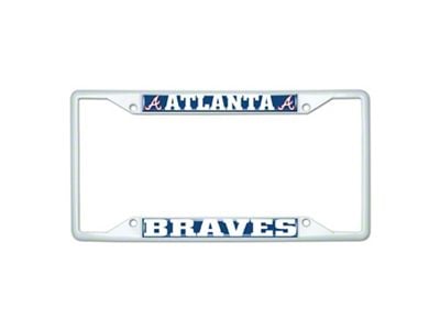 License Plate Frame with Atlanta Braves; White (Universal; Some Adaptation May Be Required)