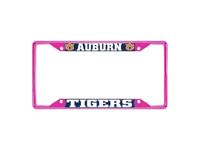 License Plate Frame with Auburn; Pink (Universal; Some Adaptation May Be Required)