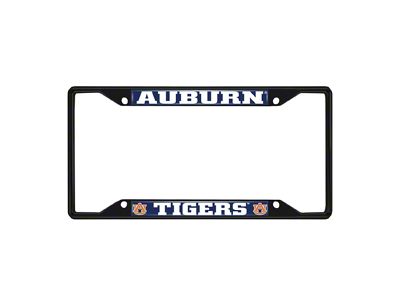 License Plate Frame with Auburn University Logo; Black and Navy (Universal; Some Adaptation May Be Required)