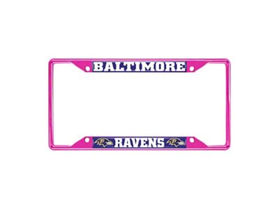 License Plate Frame with Baltimore Ravens; Pink (Universal; Some Adaptation May Be Required)