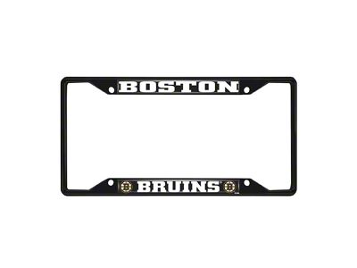 License Plate Frame with Boston Bruins Logo; Black and Black (Universal; Some Adaptation May Be Required)