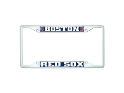 License Plate Frame with Boston Red Sox; White (Universal; Some Adaptation May Be Required)