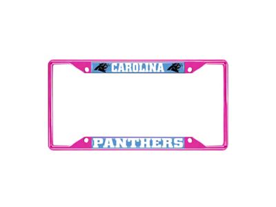 License Plate Frame with Carolina Panthers; Pink (Universal; Some Adaptation May Be Required)