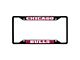 License Plate Frame with Chicago Bulls Logo; Black and Chrome (Universal; Some Adaptation May Be Required)