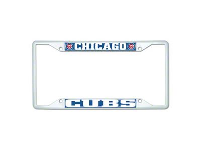 License Plate Frame with Chicago Cubs; White (Universal; Some Adaptation May Be Required)