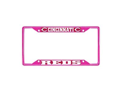 License Plate Frame with Cincinnati Reds; Pink (Universal; Some Adaptation May Be Required)