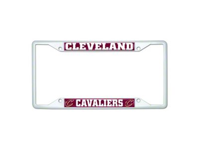 License Plate Frame with Cleveland Cavaliers; White (Universal; Some Adaptation May Be Required)