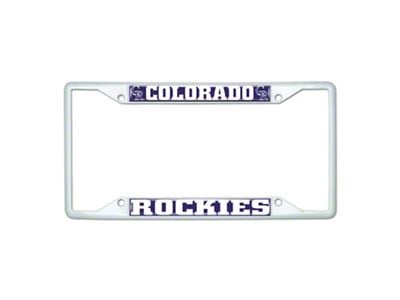 License Plate Frame with Colorado Rockies; White (Universal; Some Adaptation May Be Required)