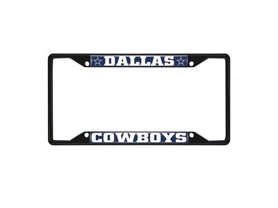 License Plate Frame with Dallas Cowboys Logo; Black and Navy (Universal; Some Adaptation May Be Required)