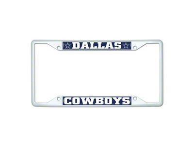 License Plate Frame with Dallas Cowboys; White (Universal; Some Adaptation May Be Required)