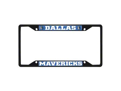 License Plate Frame with Dallas Mavericks Logo; Black and Chrome (Universal; Some Adaptation May Be Required)