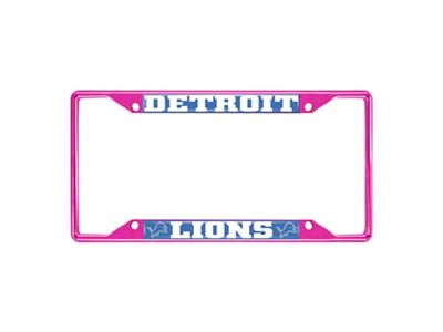 License Plate Frame with Detroit Lions; Pink (Universal; Some Adaptation May Be Required)