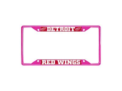 License Plate Frame with Detroit Red Wings; Pink (Universal; Some Adaptation May Be Required)