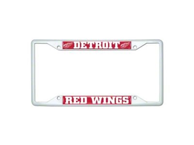 License Plate Frame with Detroit Red Wings; White (Universal; Some Adaptation May Be Required)