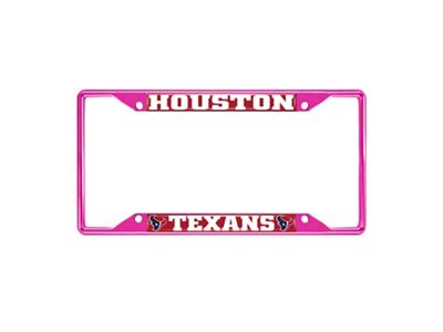 License Plate Frame with Houston Texans; Pink (Universal; Some Adaptation May Be Required)