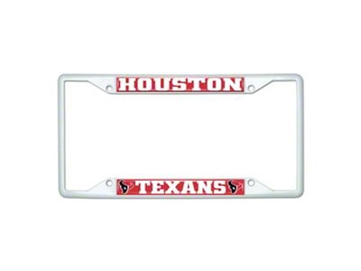 License Plate Frame with Houston Texans; White (Universal; Some Adaptation May Be Required)