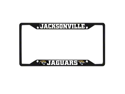 License Plate Frame with Jacksonville Jaguars Logo; Black and Black (Universal; Some Adaptation May Be Required)