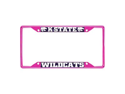 License Plate Frame with Kansas State; Pink (Universal; Some Adaptation May Be Required)