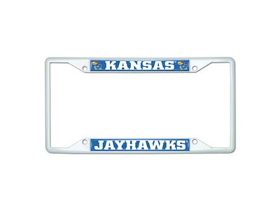 License Plate Frame with Kansas; White (Universal; Some Adaptation May Be Required)