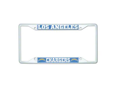 License Plate Frame with Los Angeles Chargers; White (Universal; Some Adaptation May Be Required)