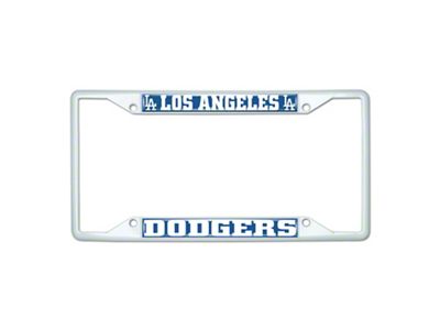 License Plate Frame with Los Angeles Dodgers; White (Universal; Some Adaptation May Be Required)