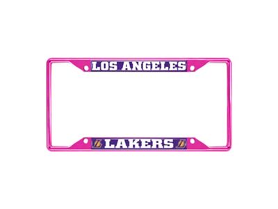 License Plate Frame with Los Angeles Lakers; Pink (Universal; Some Adaptation May Be Required)