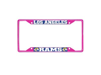 License Plate Frame with Los Angeles Rams; Pink (Universal; Some Adaptation May Be Required)