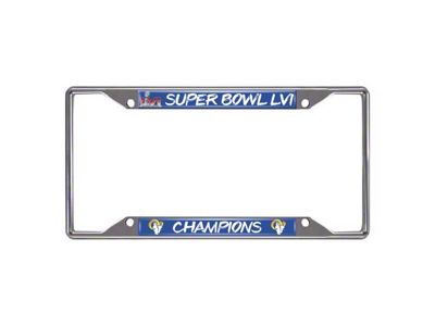 License Plate Frame with Los Angeles Rams Super Bowl LVI Champions Logo; Blue (Universal; Some Adaptation May Be Required)