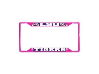 License Plate Frame with LSU; Pink (Universal; Some Adaptation May Be Required)