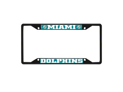 License Plate Frame with Miami Dolphins Logo; Black and Teal (Universal; Some Adaptation May Be Required)