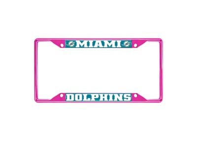 License Plate Frame with Miami Dolphins; Pink (Universal; Some Adaptation May Be Required)