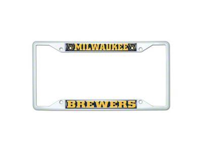 License Plate Frame with Milwaukee Brewers; White (Universal; Some Adaptation May Be Required)