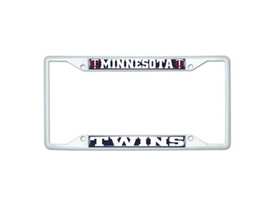 License Plate Frame with Minnesota Twins; White (Universal; Some Adaptation May Be Required)