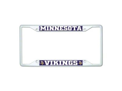 License Plate Frame with Minnesota Vikings; White (Universal; Some Adaptation May Be Required)