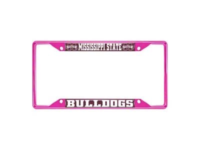 License Plate Frame with Mississippi State; Pink (Universal; Some Adaptation May Be Required)