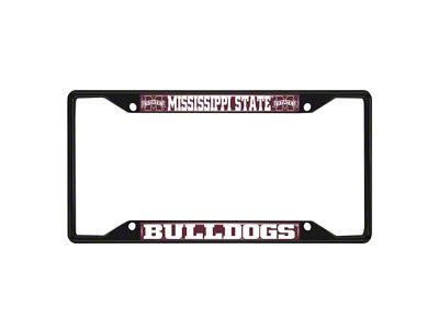 License Plate Frame with Mississippi State University Logo; Black and Maroon (Universal; Some Adaptation May Be Required)