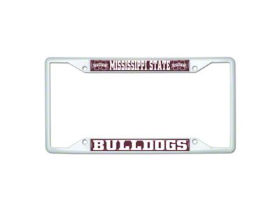 License Plate Frame with Mississippi State; White (Universal; Some Adaptation May Be Required)