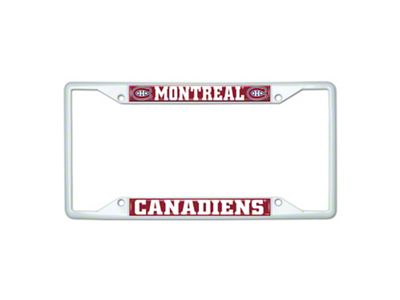 License Plate Frame with Montreal Canadiens; White (Universal; Some Adaptation May Be Required)