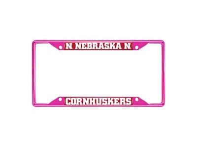 License Plate Frame with Nebraska; Pink (Universal; Some Adaptation May Be Required)