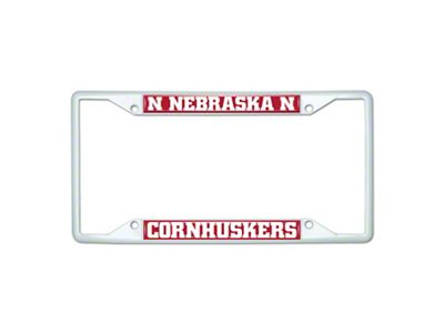 License Plate Frame with Nebraska; White (Universal; Some Adaptation May Be Required)