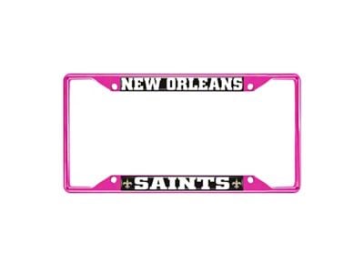 License Plate Frame with New Orleans Saints; Pink (Universal; Some Adaptation May Be Required)