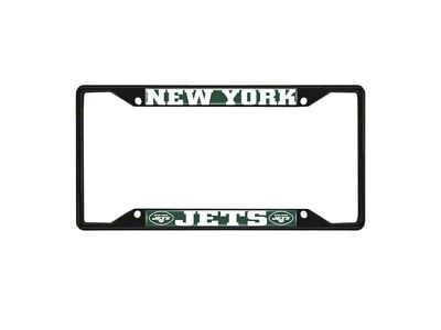 License Plate Frame with New York Jets Logo; Black and Green (Universal; Some Adaptation May Be Required)