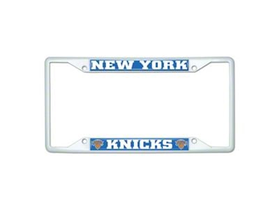 License Plate Frame with New York Knicks; White (Universal; Some Adaptation May Be Required)